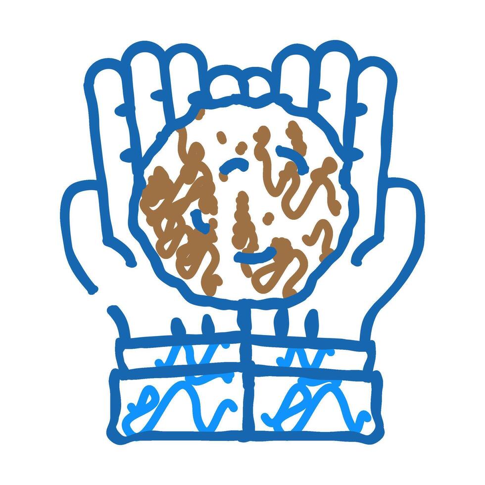 hands holding peat icon doodle illustration vector