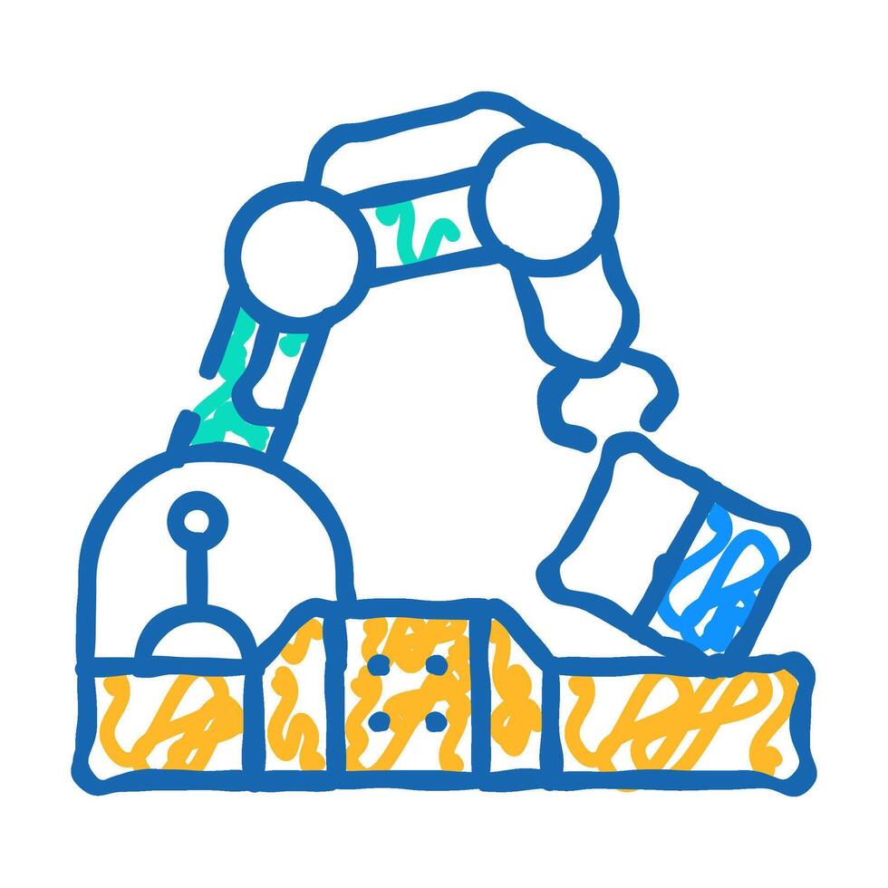 robotic arm conveyor production icon doodle illustration vector