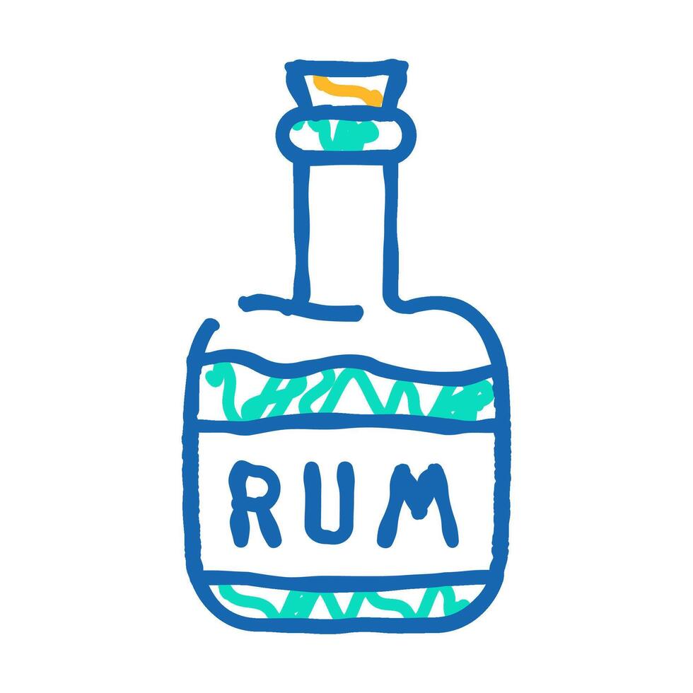 rum drink bottle pirate icon doodle illustration vector