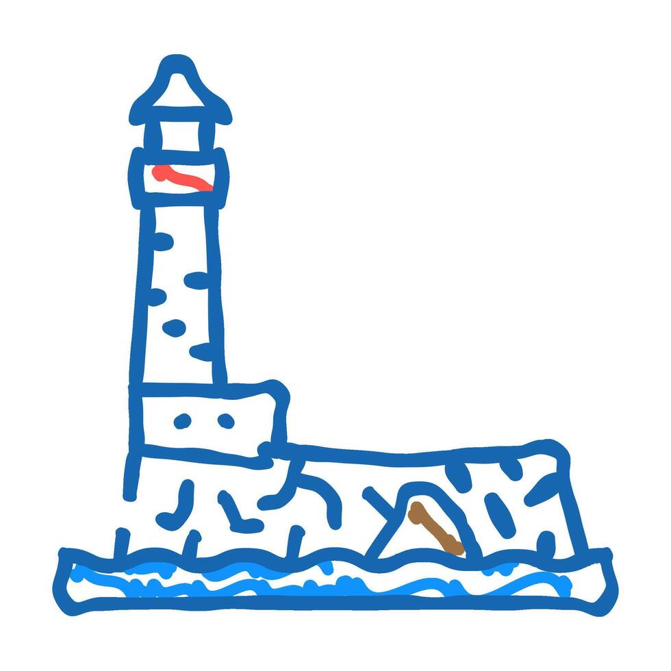lighthouse island icon doodle illustration vector