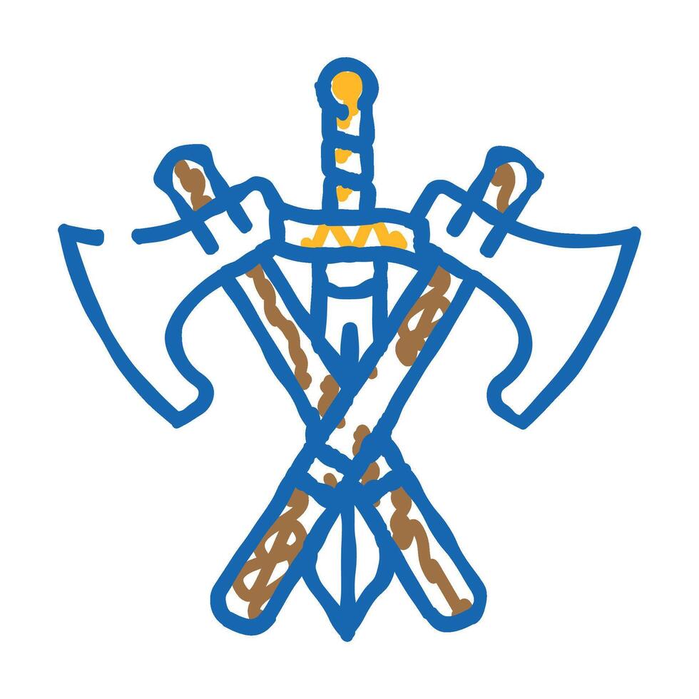 sword and ax weapon fairy tale icon doodle illustration vector