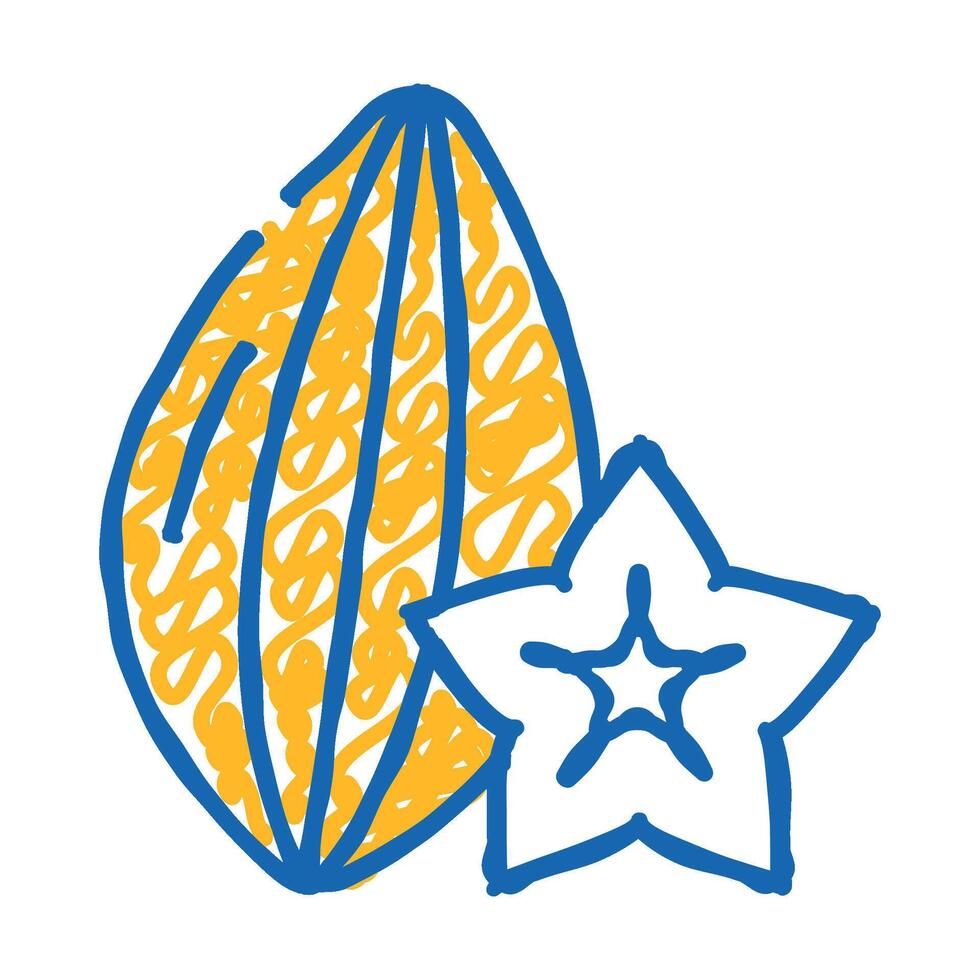 star fruit icon doodle illustration vector