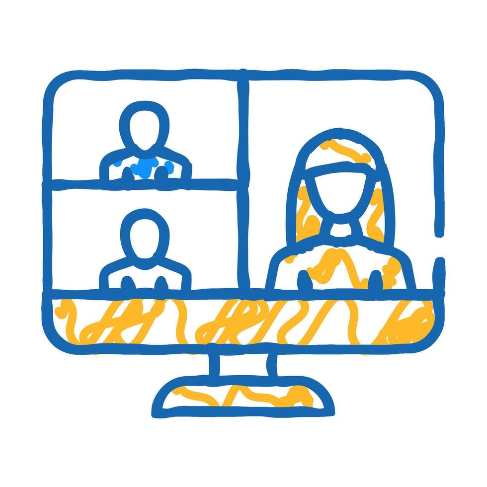conference computer software icon doodle illustration vector