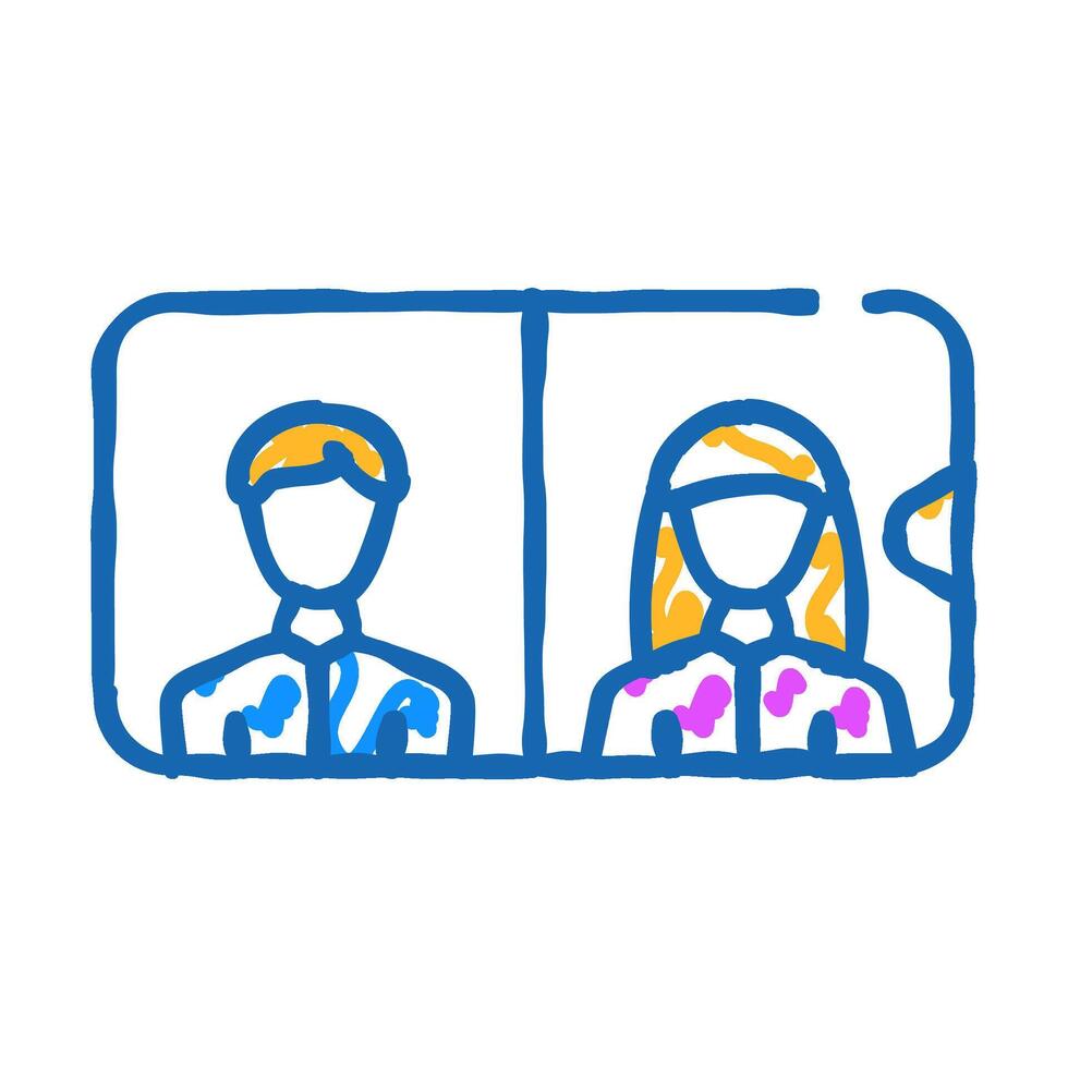 conference via mobile icon doodle illustration vector