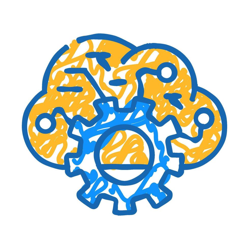 cloud data erp icon doodle illustration vector