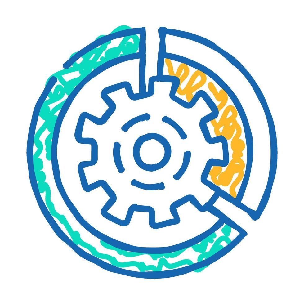 gear working process erp icon doodle illustration vector