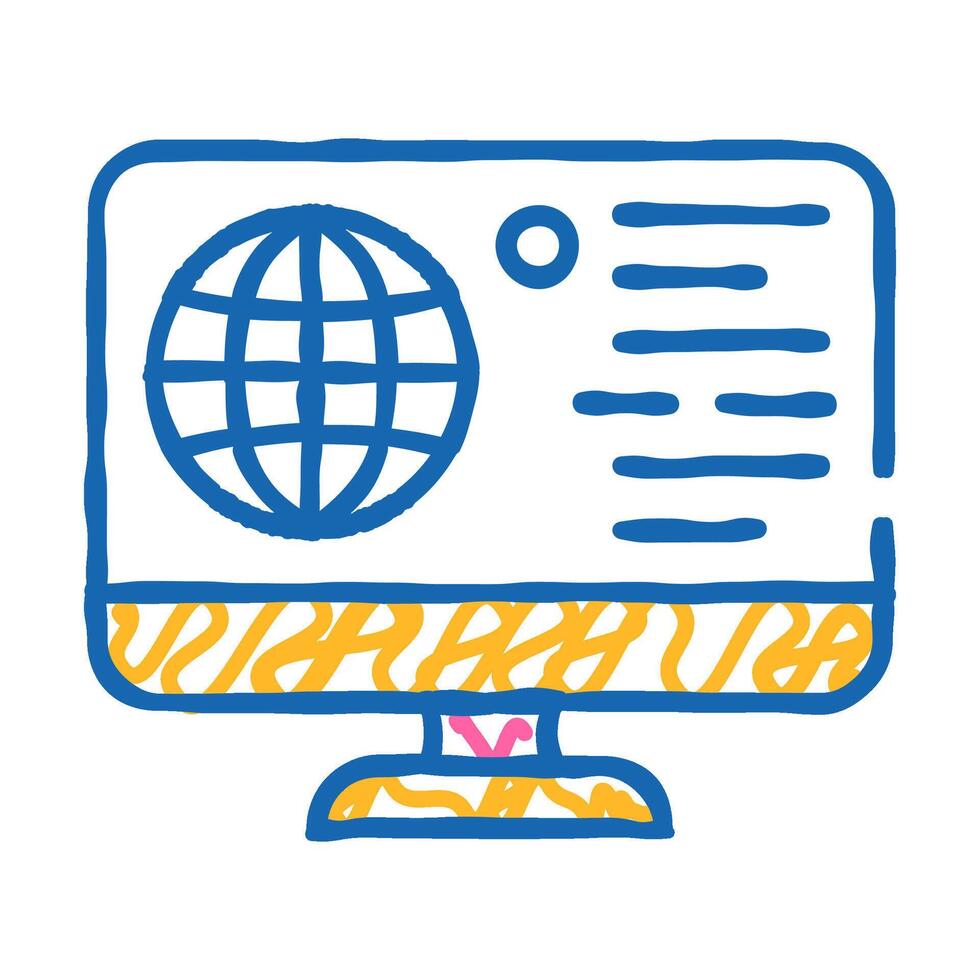 internet global network icon doodle illustration vector