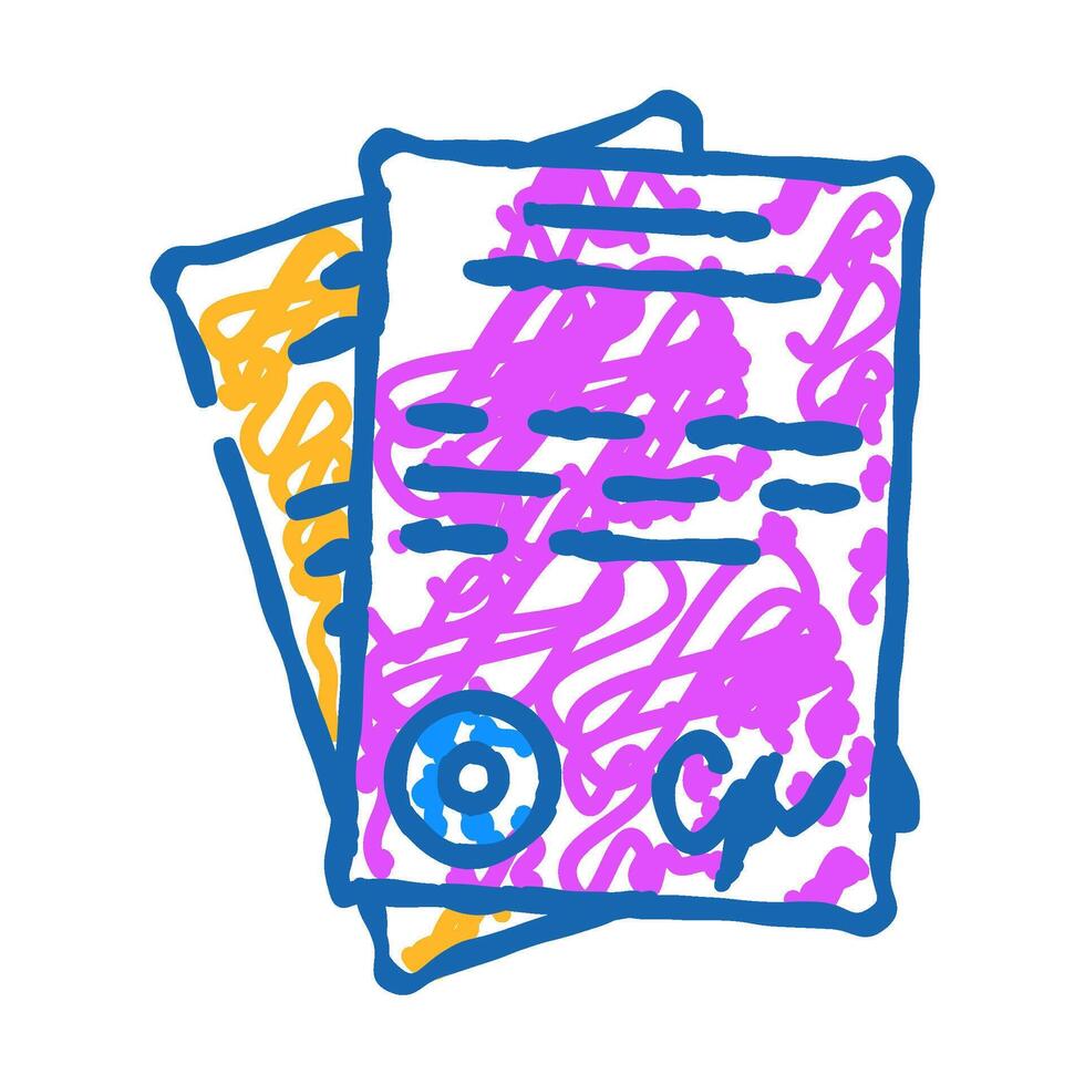 documents business manager, agreement partnership icon doodle illustration vector