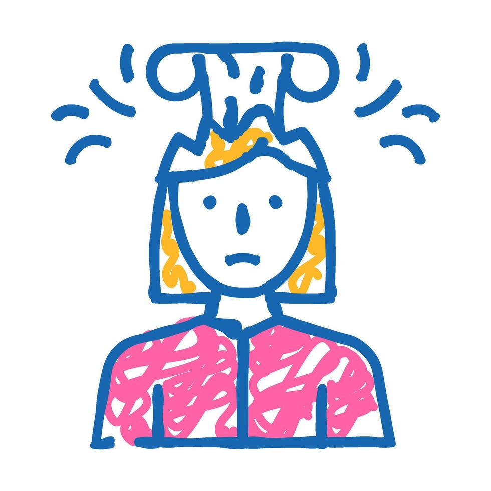 brain explosion female icon doodle illustration vector