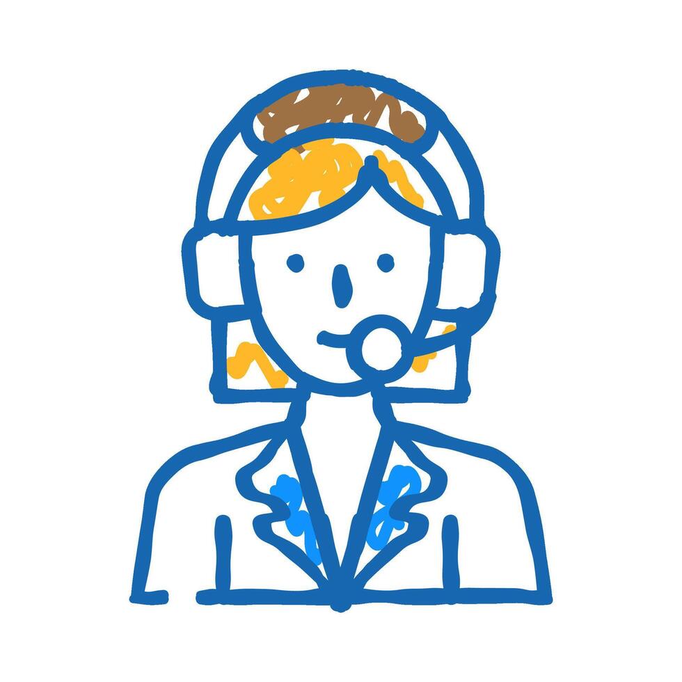 call center worker icon doodle illustration vector