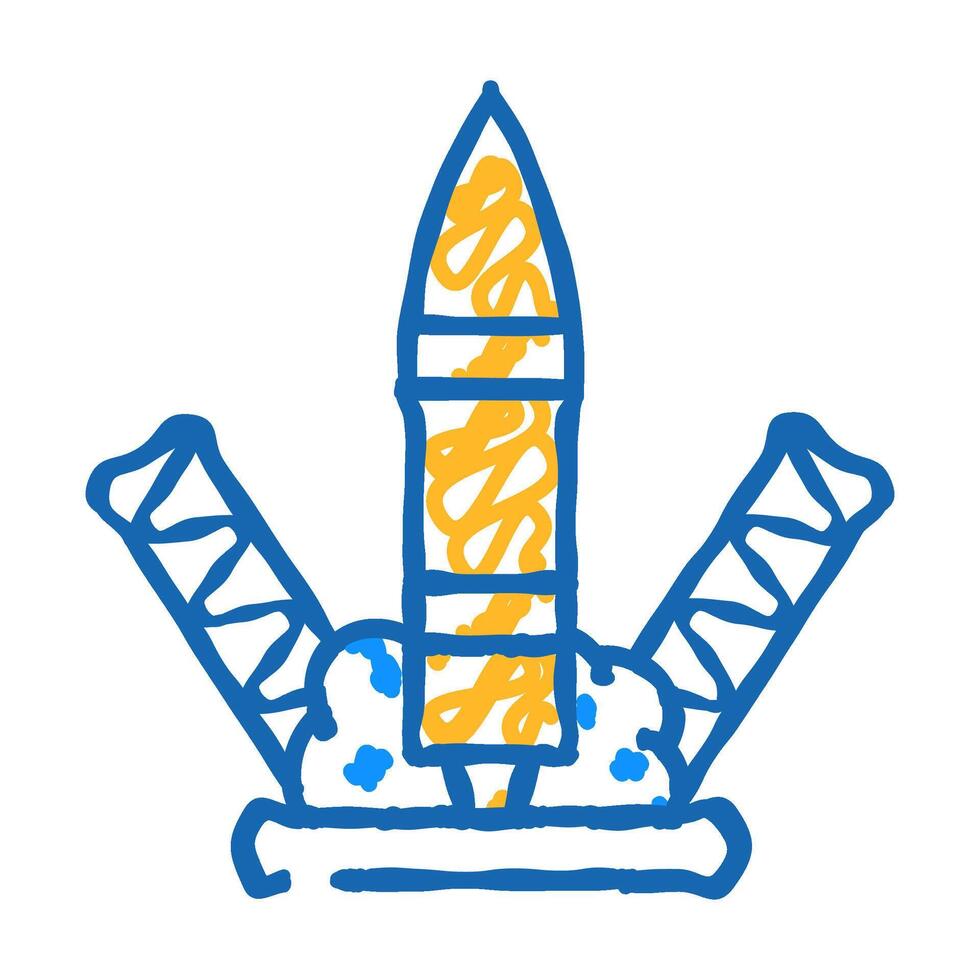 rocket launch icon doodle illustration vector