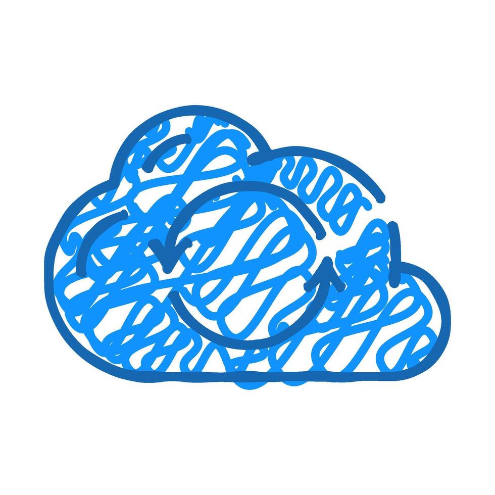 sync file with cloud icon doodle illustration vector