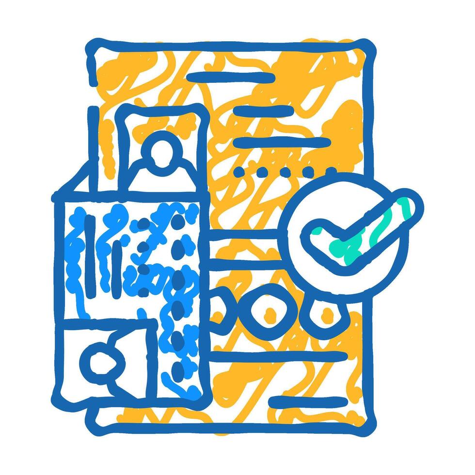 passport document approve icon doodle illustration vector
