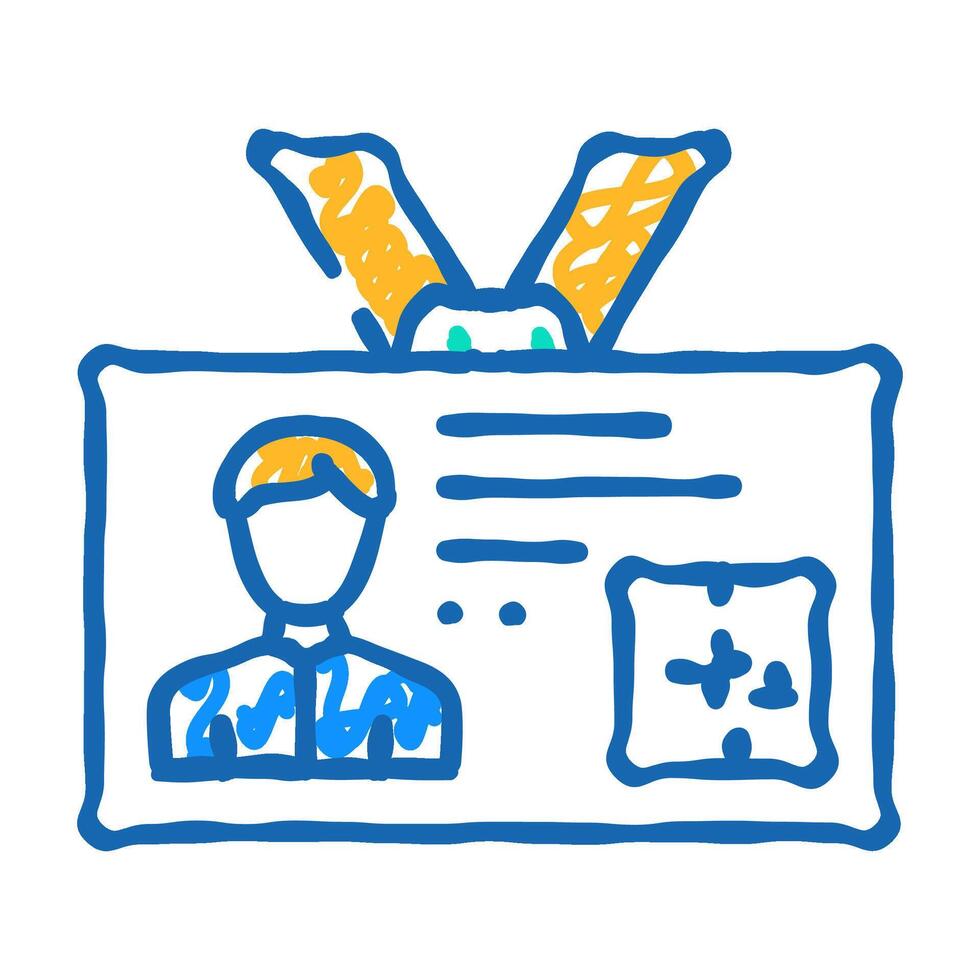 employee badge icon doodle illustration vector