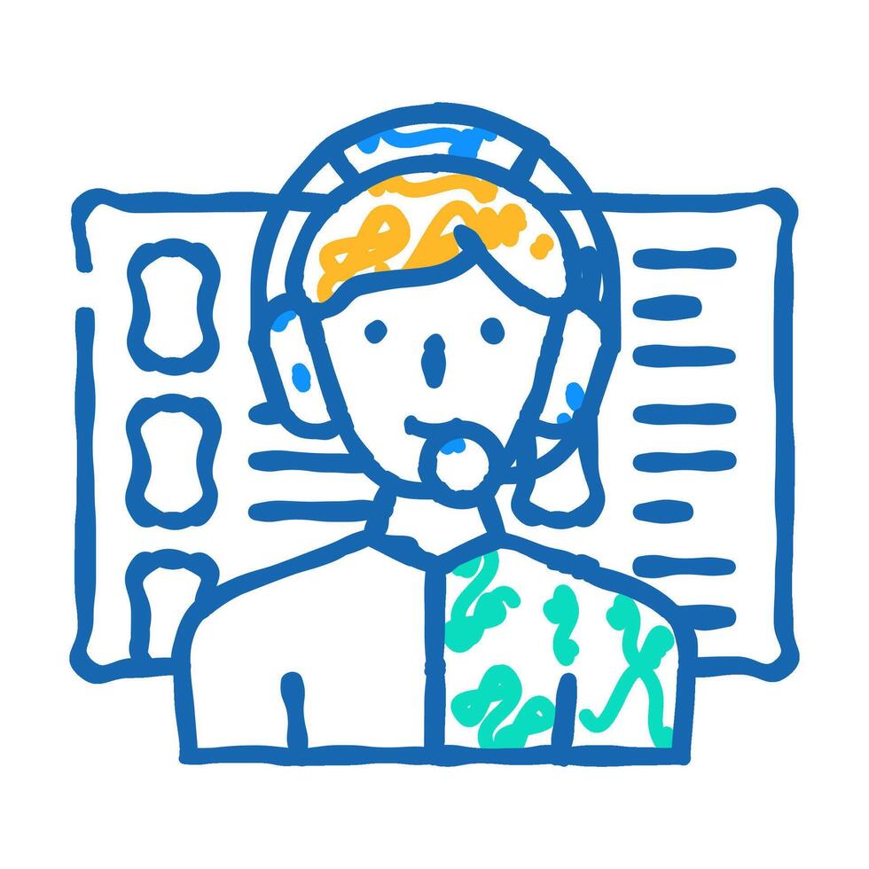 calling call center worker icon doodle illustration vector