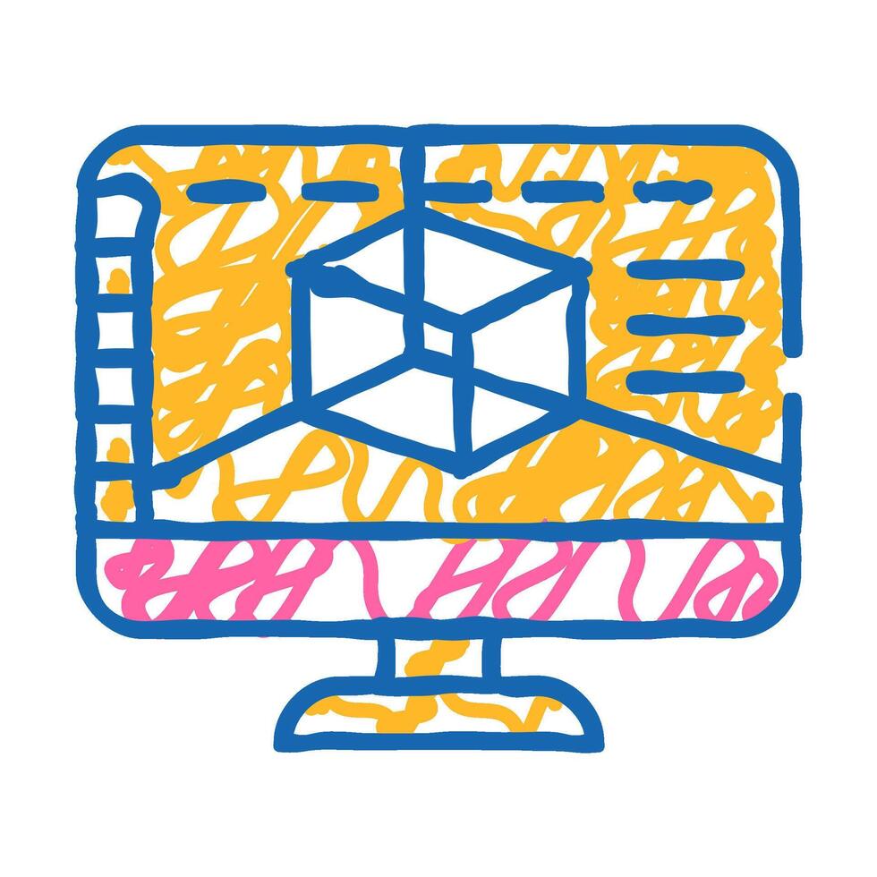 3d software icon doodle illustration vector