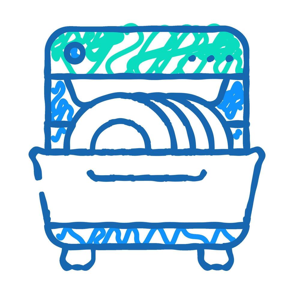 dishwasher for washing plates and glasses icon doodle illustration vector
