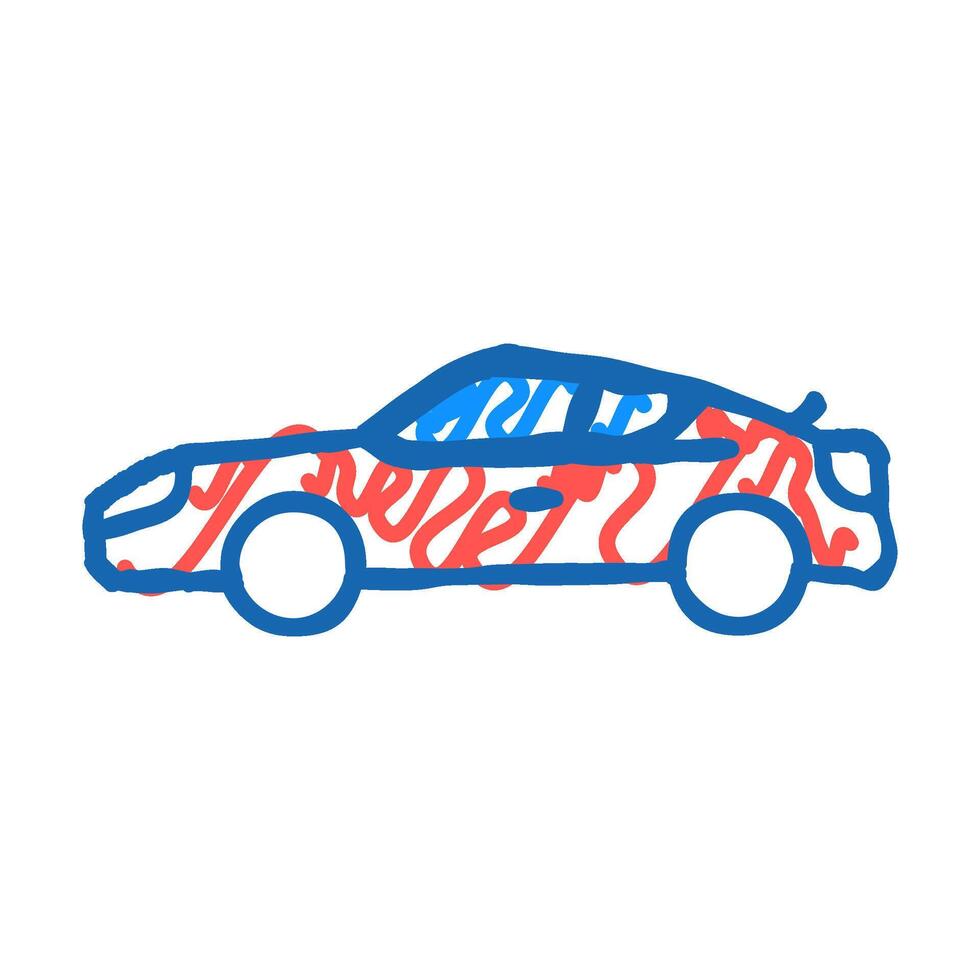 coupe sportive car icon doodle illustration vector