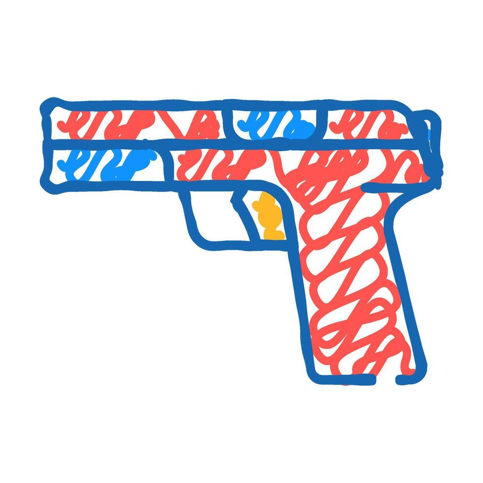 handgun weapon icon doodle illustration vector