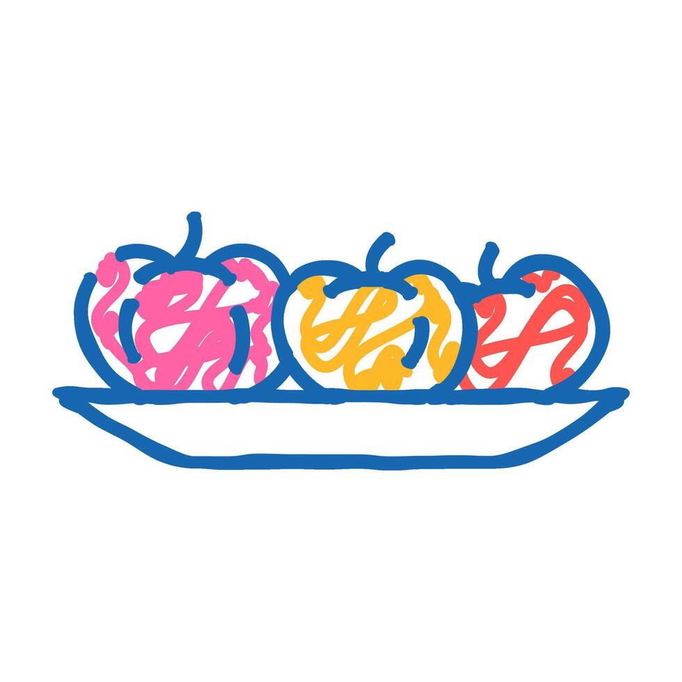 plate with tomatoes icon doodle illustration vector