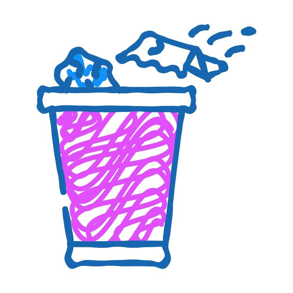 basket for paper waste icon doodle illustration vector
