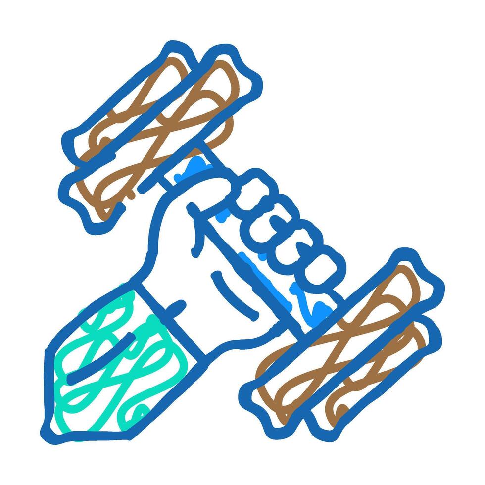 exercise with dumbbell icon doodle illustration vector