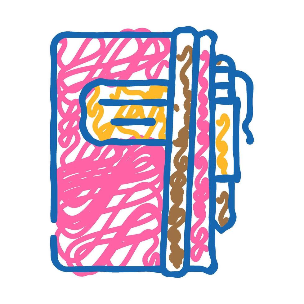notebook and pencil icon doodle illustration vector