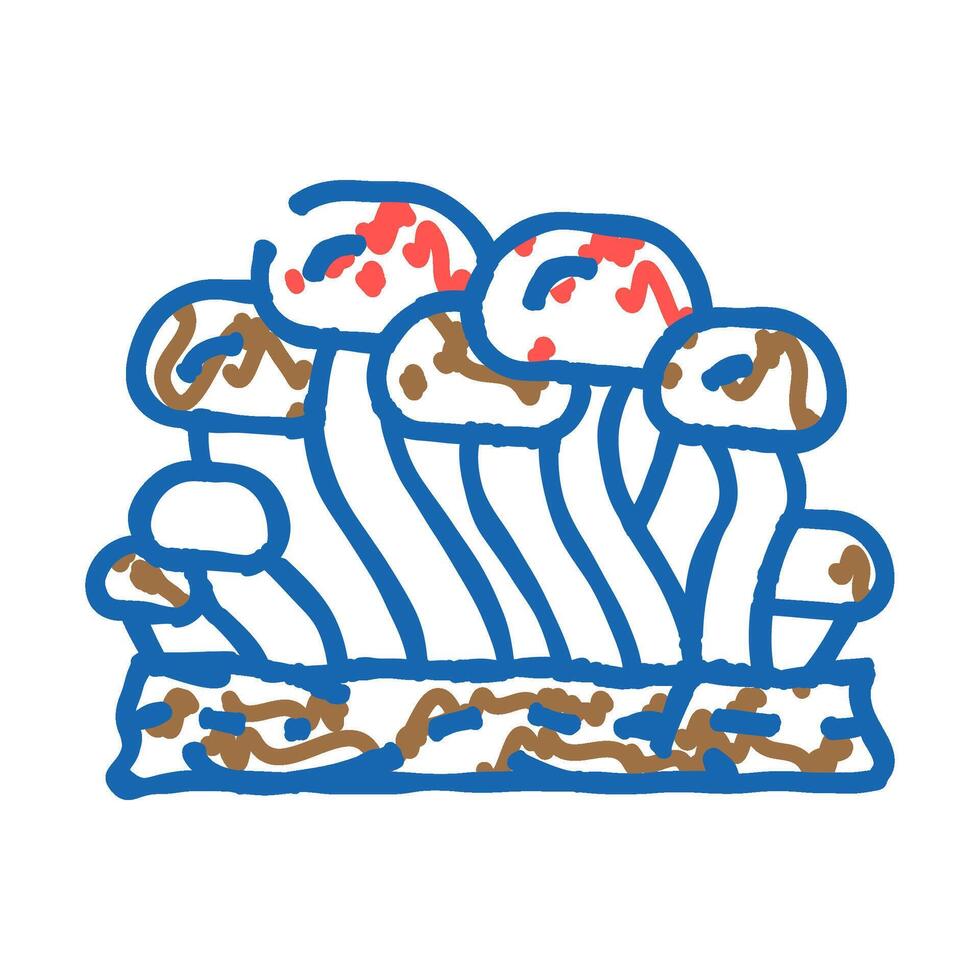 shimeji mushroom icon doodle illustration vector