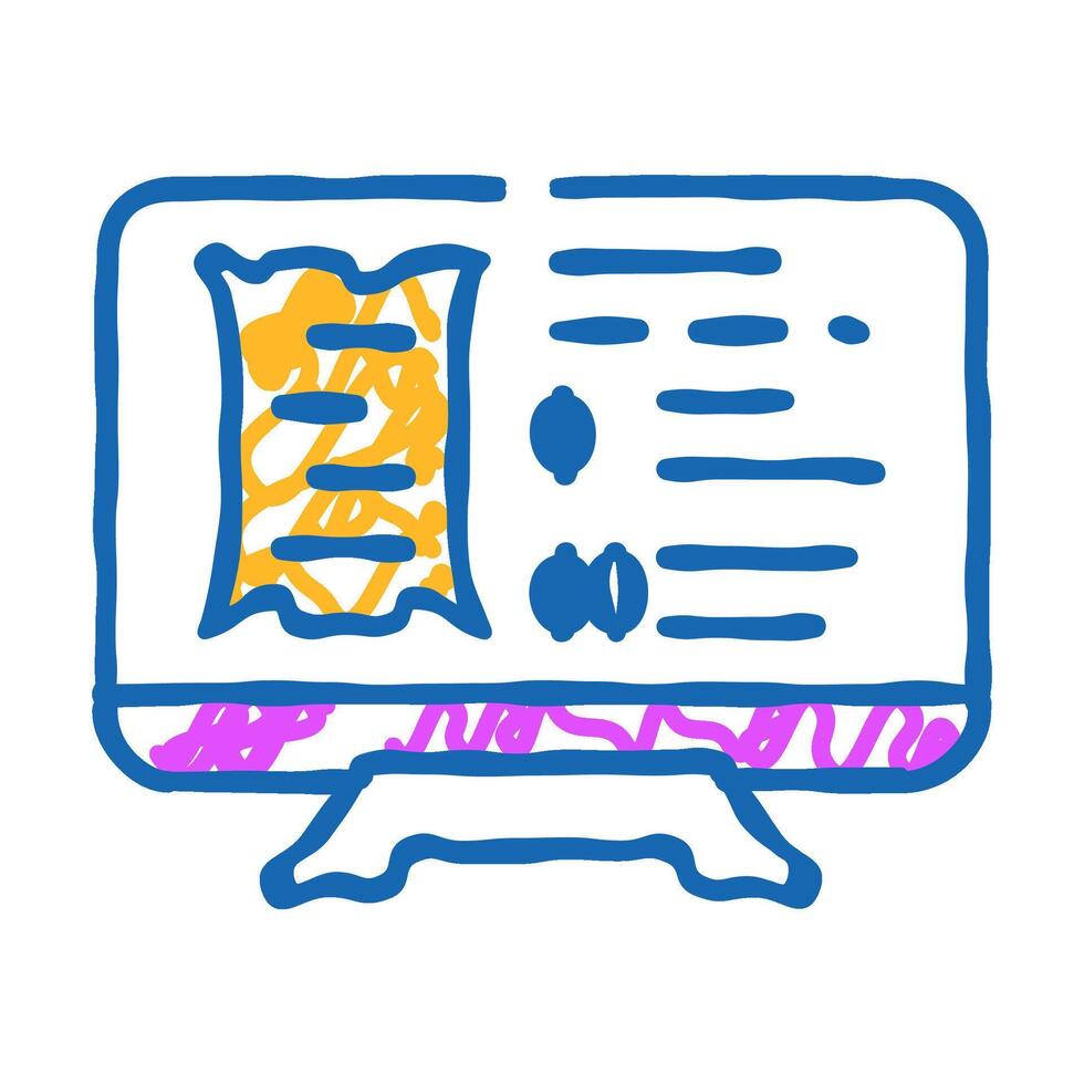 watching documentary icon doodle illustration vector