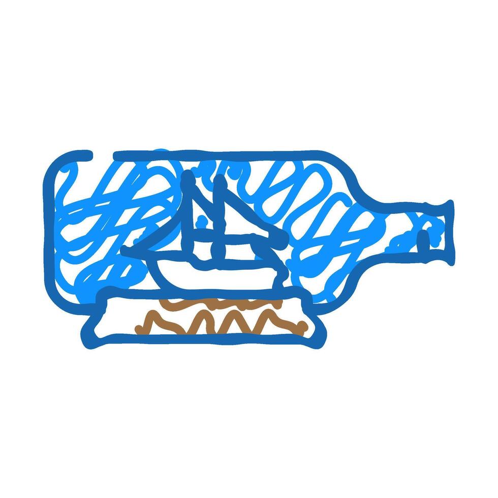 assembling boats in bottles icon doodle illustration vector