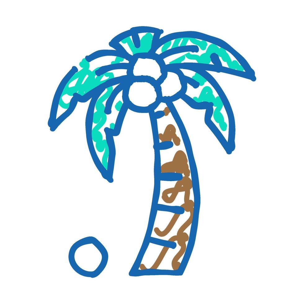 palm tree coconut icon doodle illustration vector