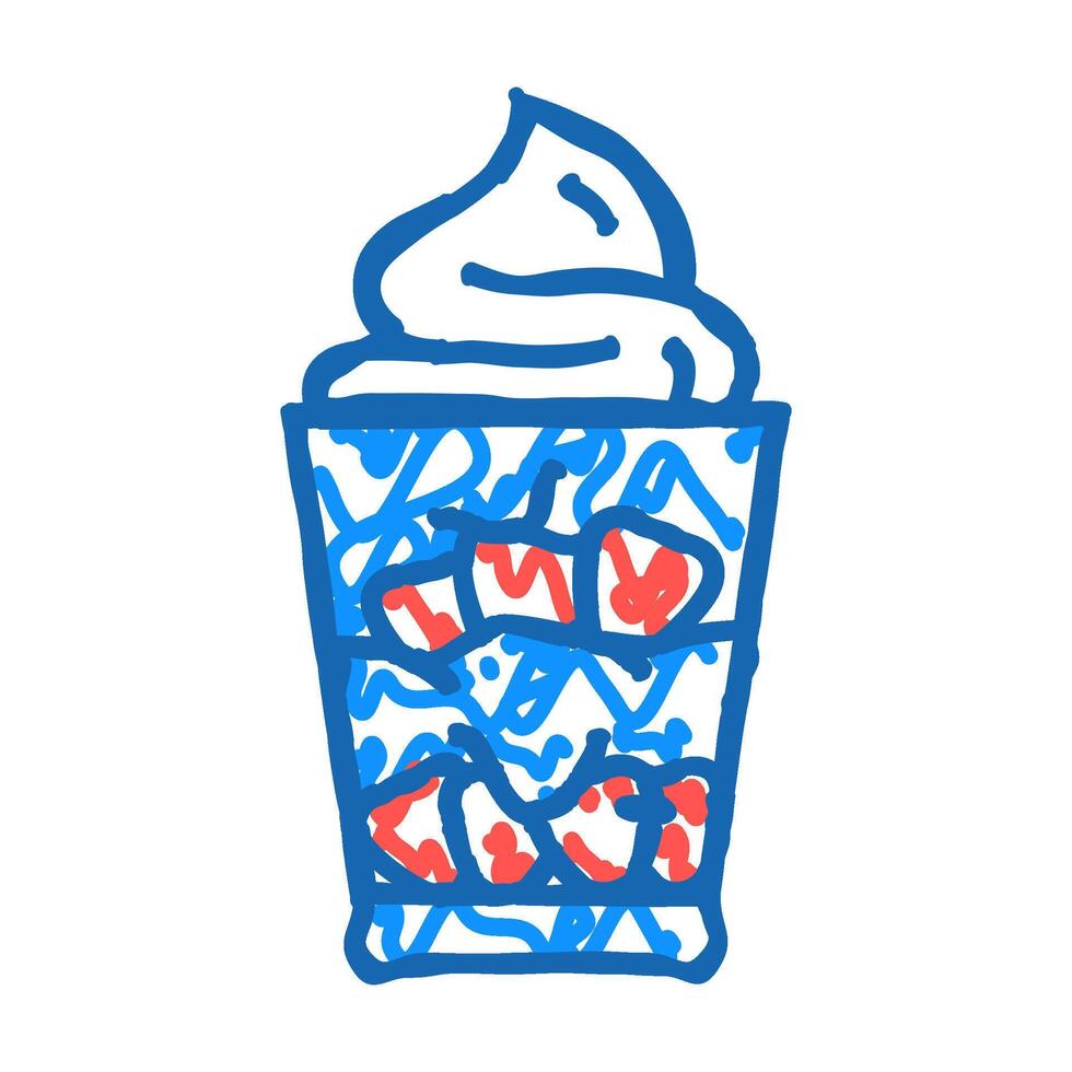 ice cream strawberries icon doodle illustration vector