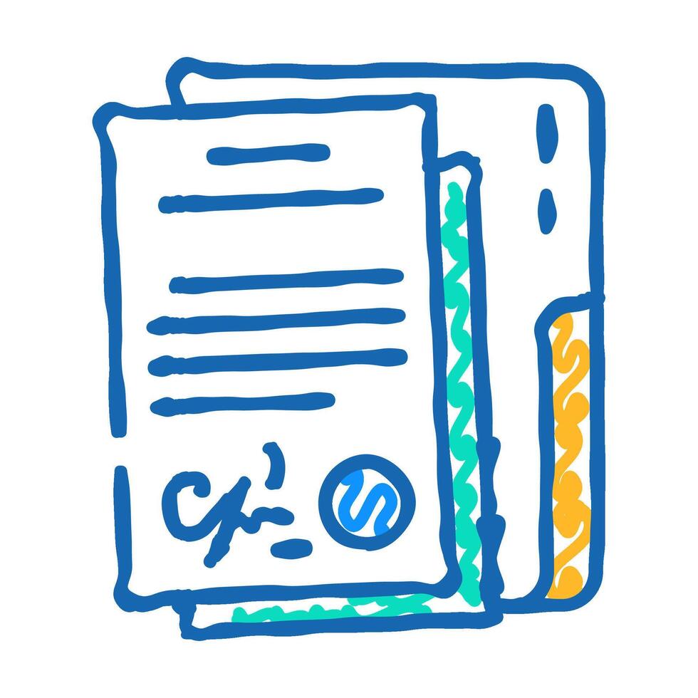 document folder icon doodle illustration vector