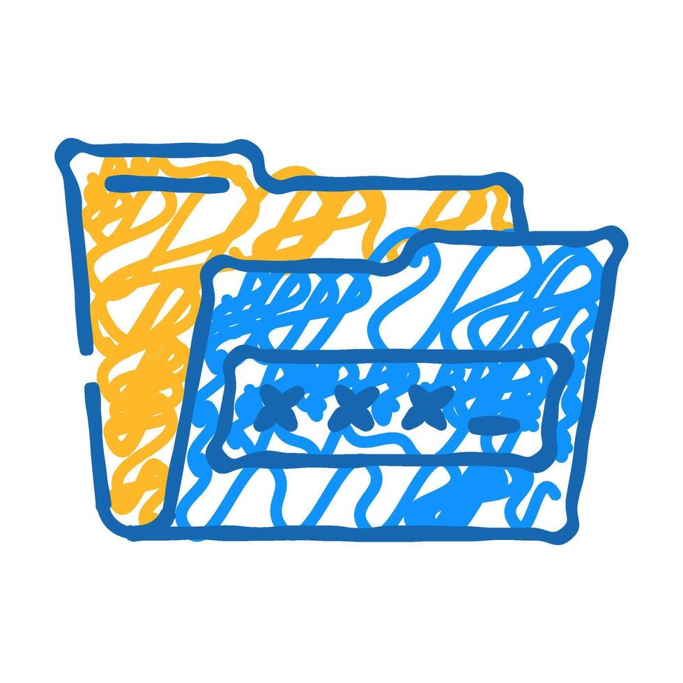 lock folder icon doodle illustration vector