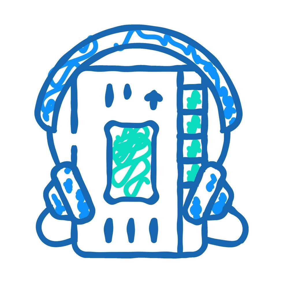 cassette audio player icon doodle illustration vector