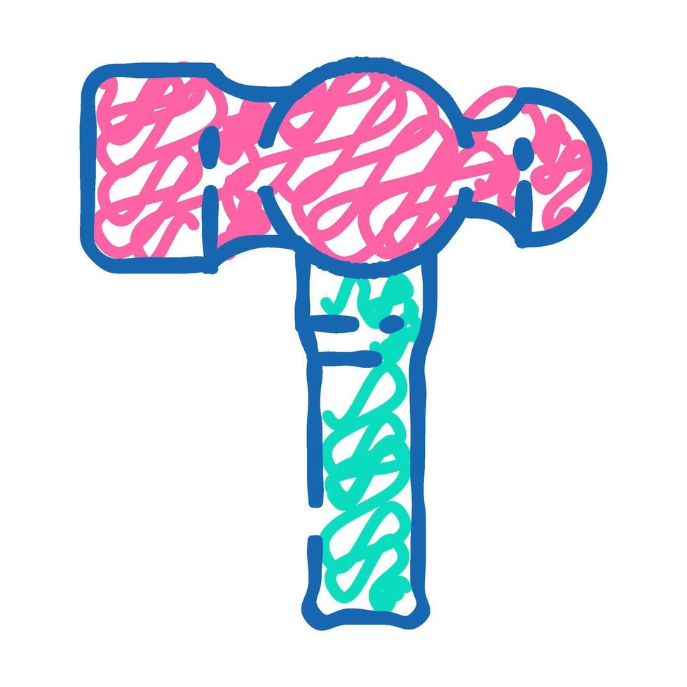 ballpeen hammer icon doodle illustration vector