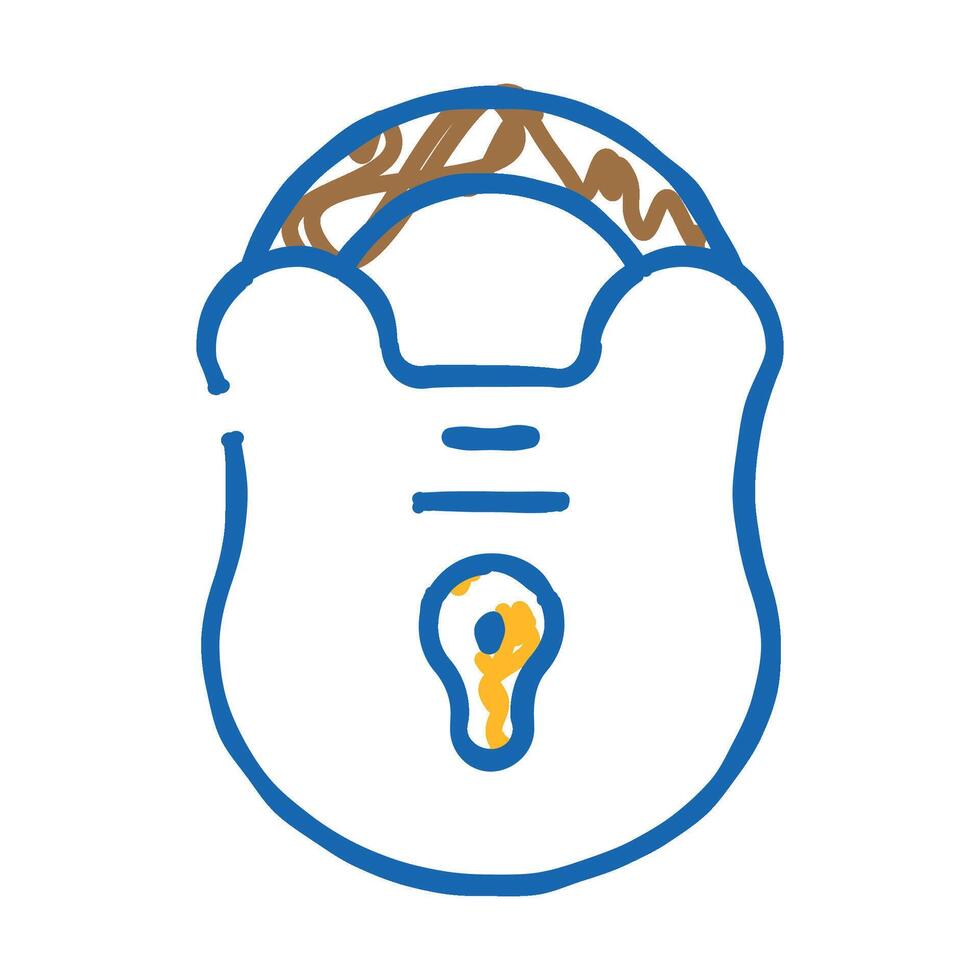secure padlock icon doodle illustration vector