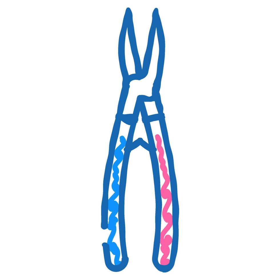 chain nose pliers icon doodle illustration vector