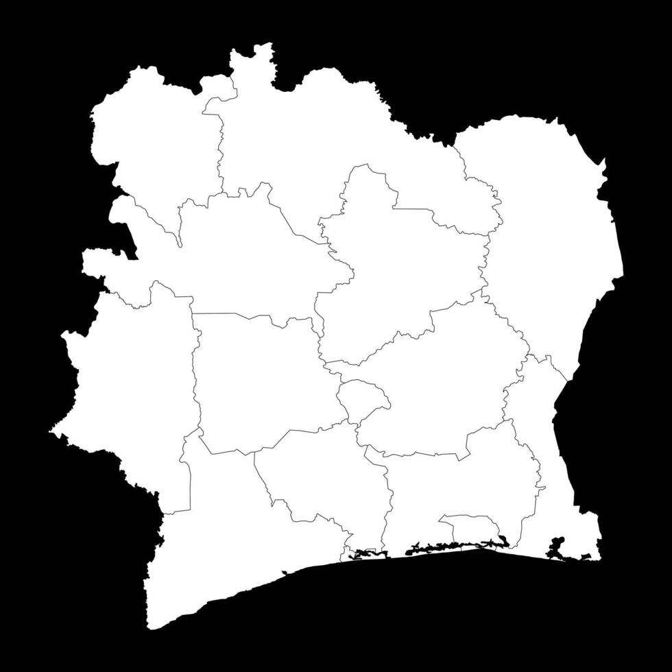 Ivory Coast map with administrative divisions. illustration. vector
