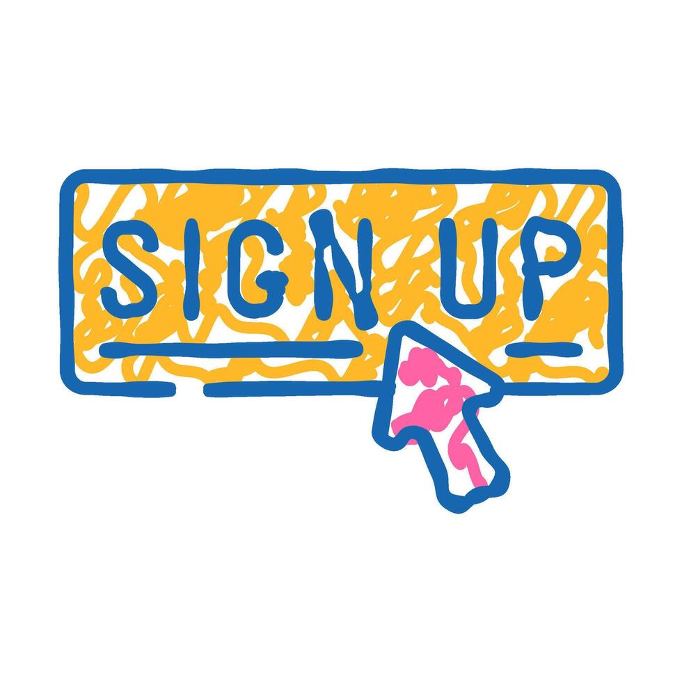 sign up registration icon doodle illustration vector