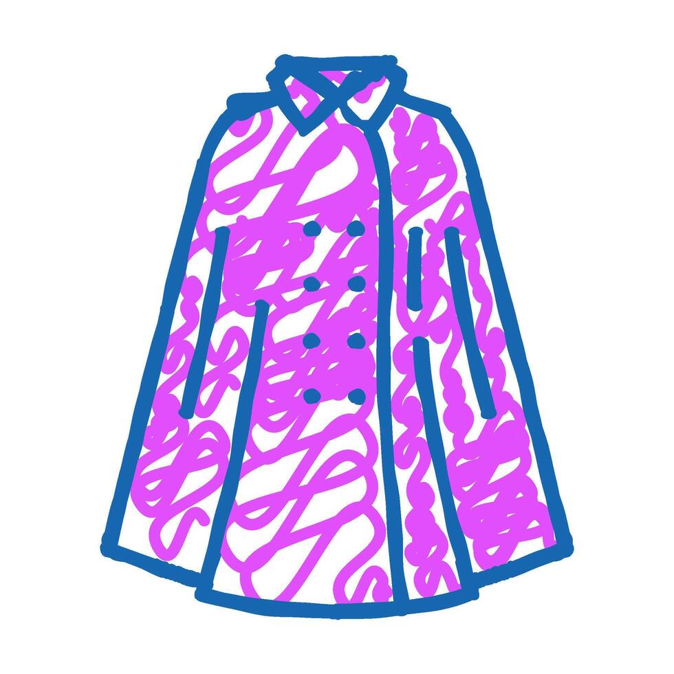 cape coat outerwear female icon doodle illustration vector