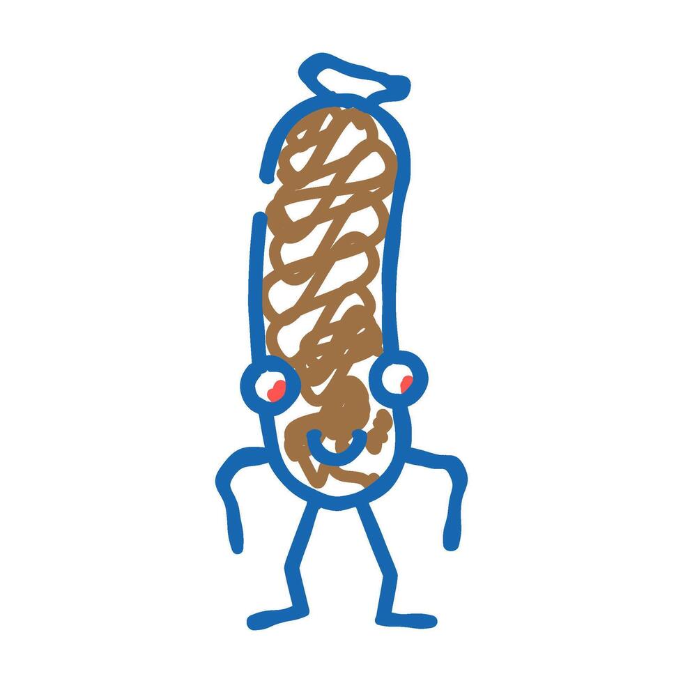 frankfurter meat character icon doodle illustration vector