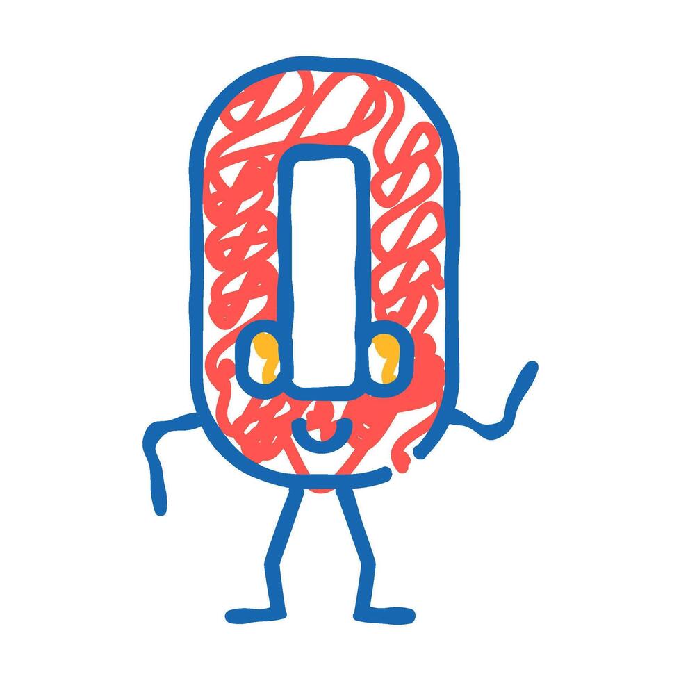 zero number character icon doodle illustration vector