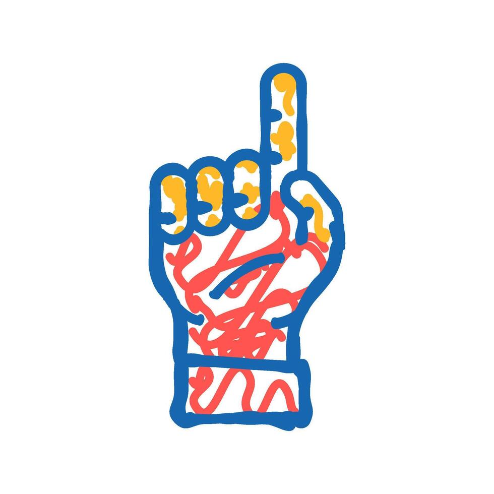 one number hand gesture icon doodle illustration vector