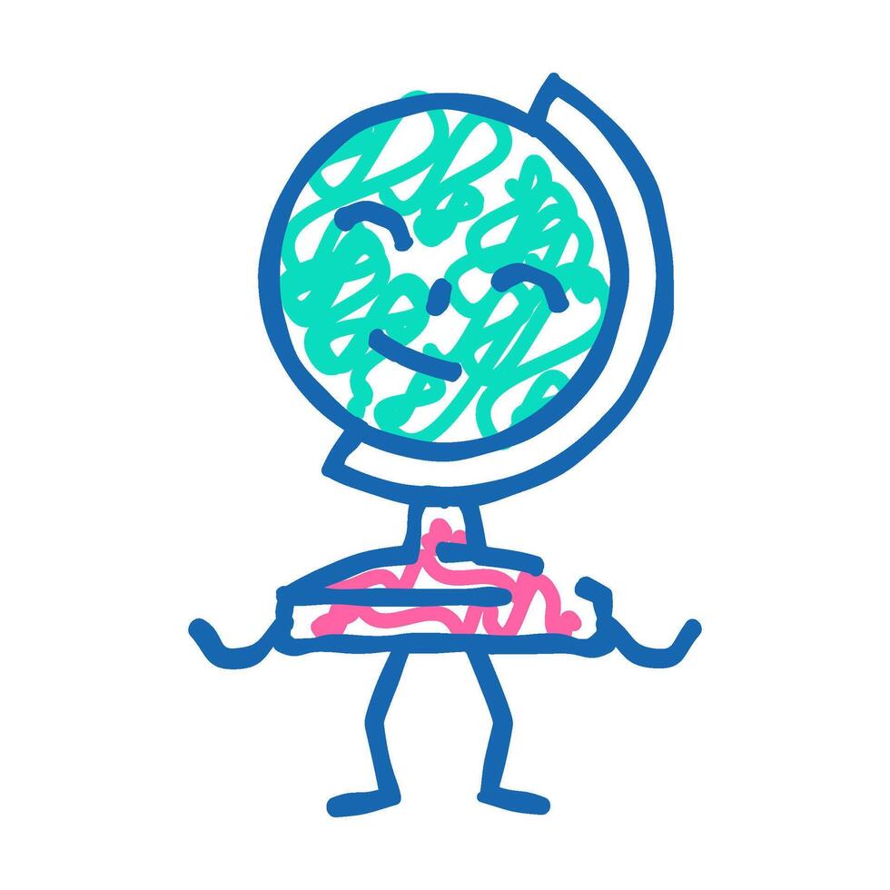 globe stationery character icon doodle illustration vector