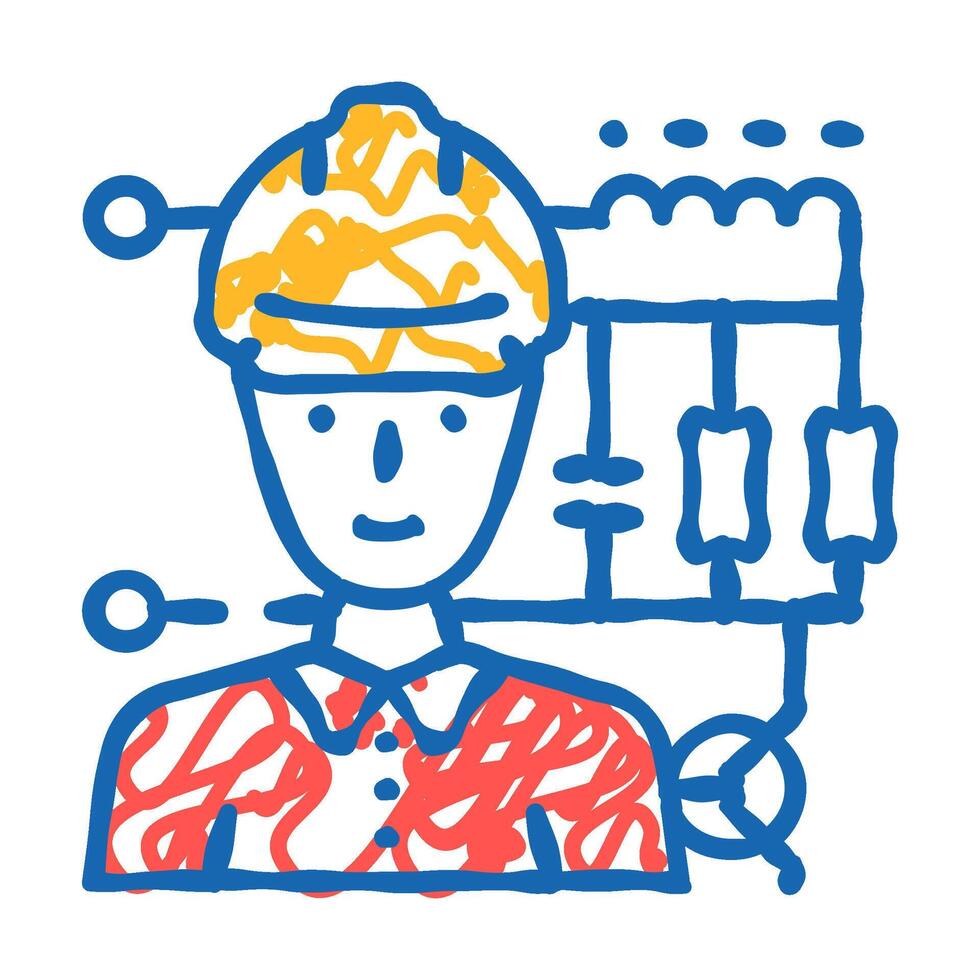 electronics engineer worker icon doodle illustration vector