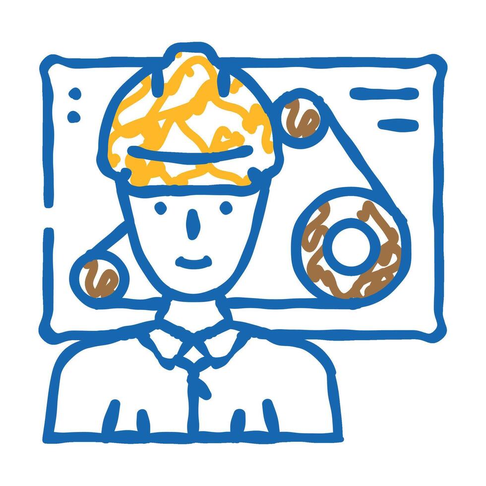 mechanical engineer worker icon doodle illustration vector
