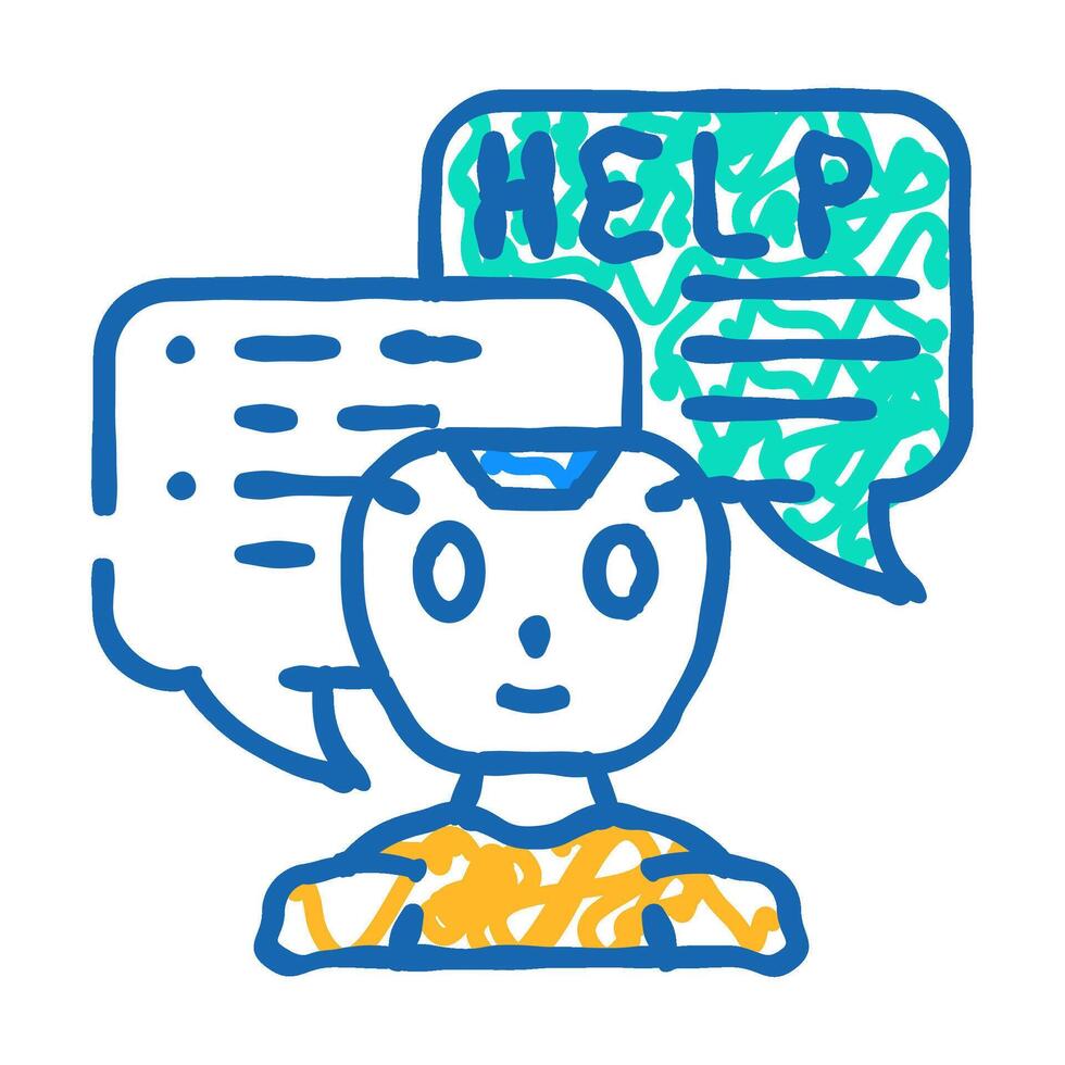 help chat bot icon doodle illustration vector