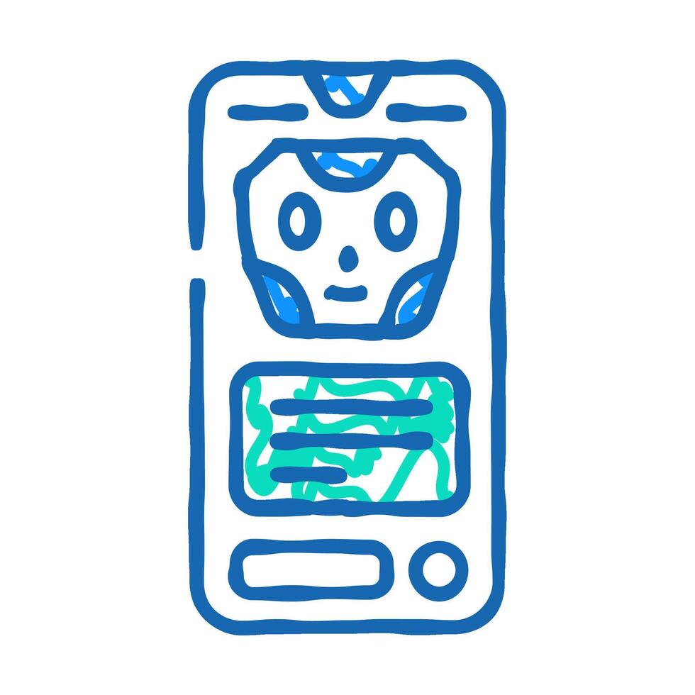 message chat bot icon doodle illustration vector