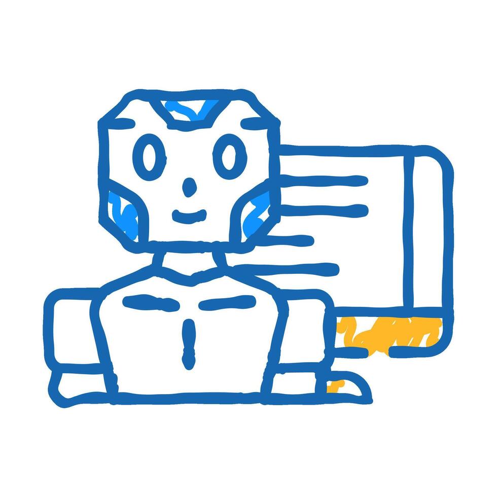 robot chat bot icon doodle illustration vector